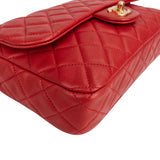 Chanel Quilted Lambskin Medium Charm Single Flap Shoulder Bag
