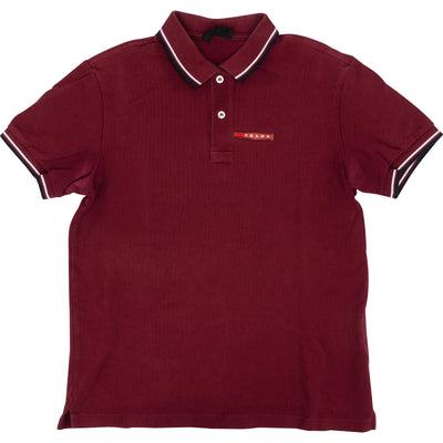 Prada Classic Burgund Cotton Emblem Polo Shirt (S)