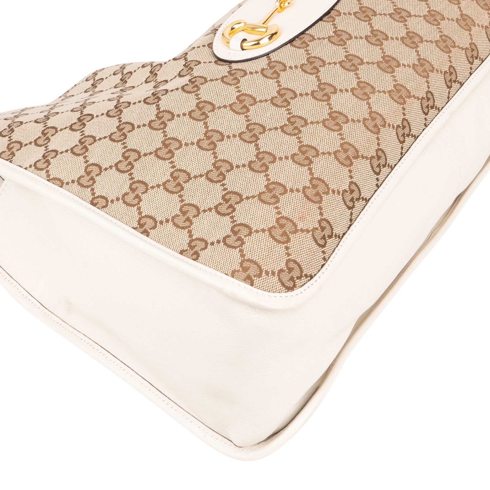 Gucci Monogram GG Canvas Horsebit Tote Shoulder Bag - vintageandkickz