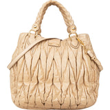 Miu Miu Matelassé Nappa Leather Hobo Shopping Handbag