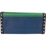 Prada Saffiano Leather Tricolor Studded Lock Wallet