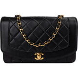 Chanel Quilted Lambskin 24K Gold Diana Single Flap Crossbody Bag