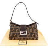 Fendi Monogram FF Zucca Baguette Buckle Canvas Small Shoulder Bag