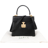 Gucci Black Grained Leather Padlock Top Handle Handbag
