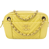 Chanel Quilted Lambskin Chevron V Bowling Camera Crossbody Bag