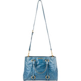 Miu Miu Blue Leather Vitello Lux Tote Handbag
