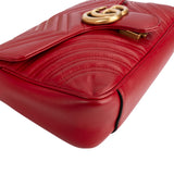 Gucci Red Quilted Leather Marmont GG Small Flap Crossbody Bag