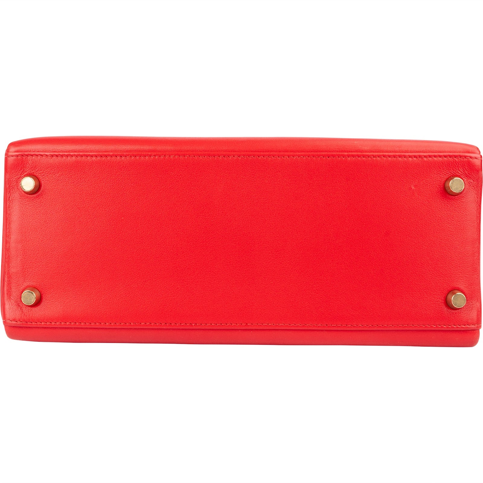 Hermès Rouge Swift Leather Kelly 28 Handbag - vintageandkickz