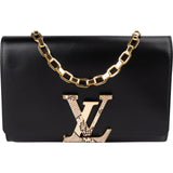 Louis Vuitton Noir Boxcalf Python Leather LV Louise GM Crossbody Bag