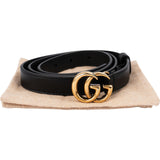 Gucci Black Leather GG Mini Marmont Belt (80 / 32)