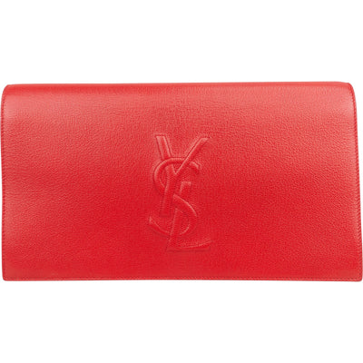Saint Laurent Grain de Poudre Leather Cassandre Clutch