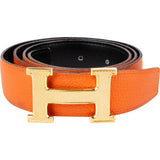 Hermès Bicolor Leather Reversible Gold H Belt (85)