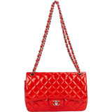 Chanel Quilted Patent Leather Jumbo Double Flap Crossbody Bag