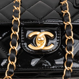 Chanel Quilted Patent Leather Top Handle Handbag