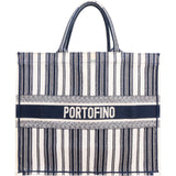Christian Dior Striped Portofino Large Book Tote Handbag
