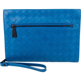 Bottega Veneta Blue Intrecciato Leather Clutch