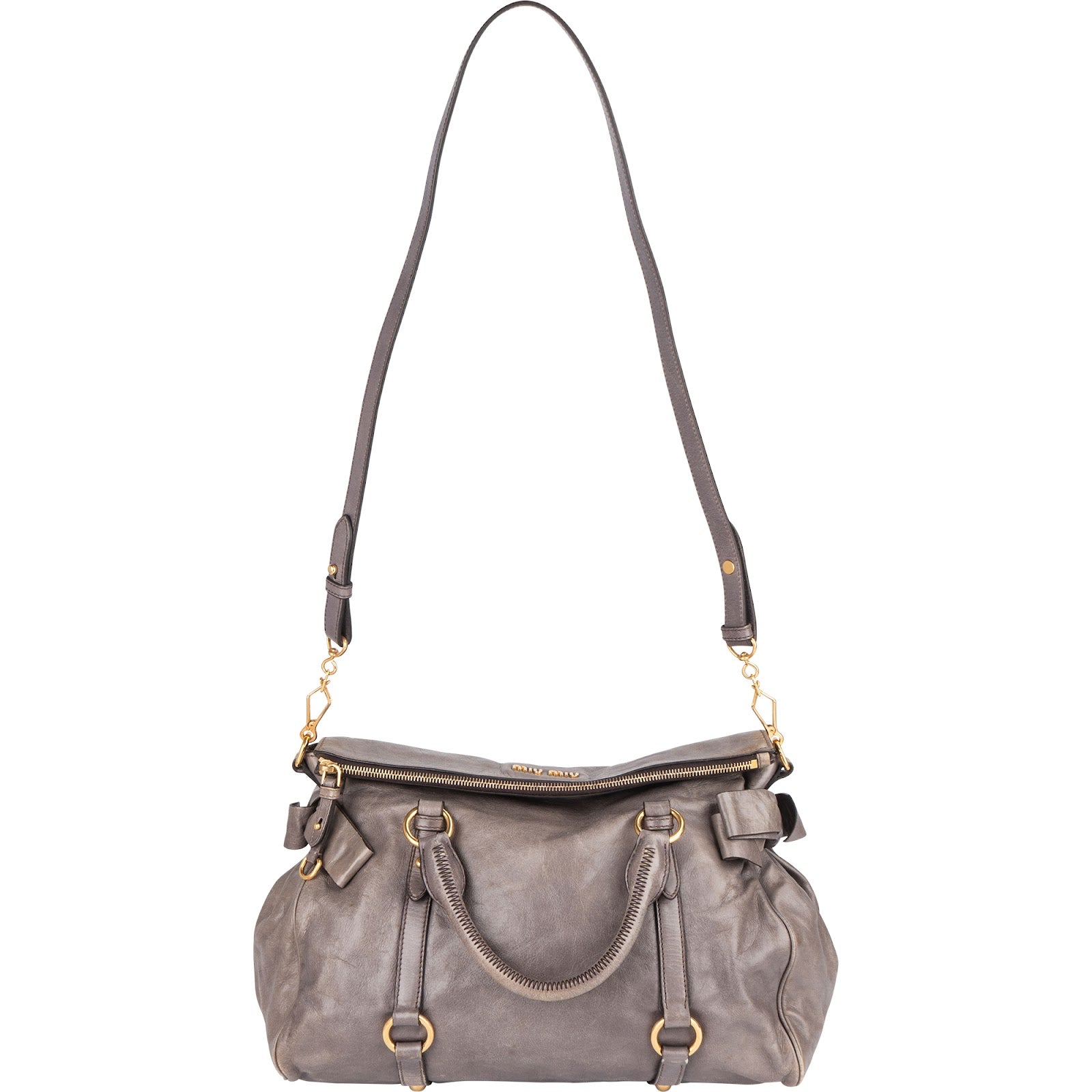Miu Miu Vitello Lux Leather City Handbag - vintageandkickz