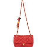 Chanel Quilted Lambskin Medium Charm Single Flap Shoulder Bag