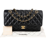Chanel Quilted Caviar Leather Gold Medium Double Flap Crossbody Bag