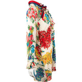 Gucci Multicolor Floral Print Silk Ruffle Web Bow Dress (IT44)