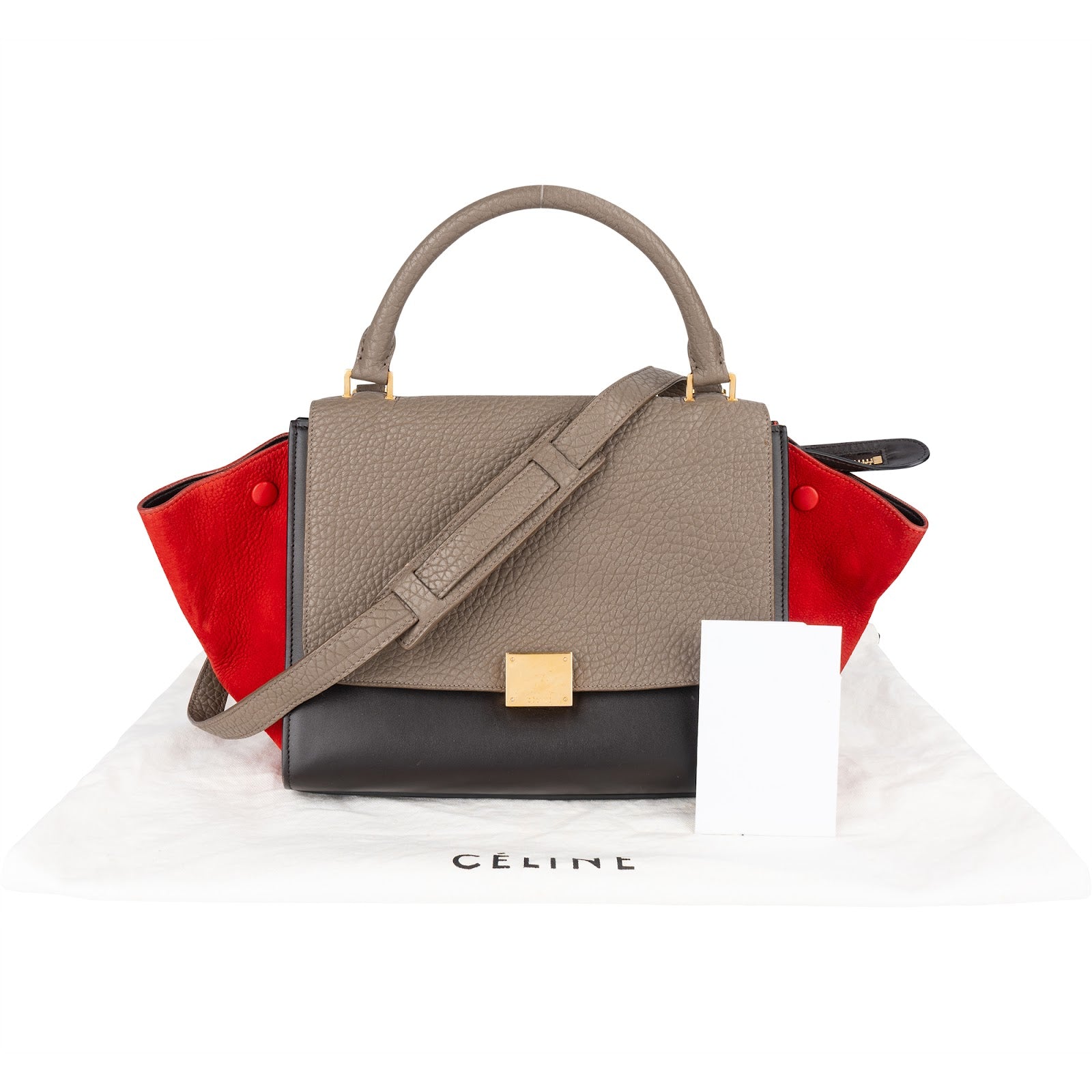 Céline Suede Leather Trapeze Handbag Tricolor - vintageandkickz