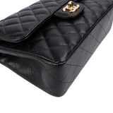 Chanel Quilted Caviar Leather Small Double Flap Shoulder Bag