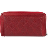 Chanel Caviar Leather Quilted Small Boy Zip Around Wallet