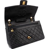 Chanel Quilted Lambskin Medium 24 K Gold Zip Single Flap Shoulder Bag