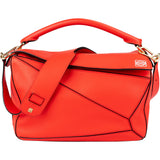 Loewe Red Grained Calfskin Puzzle Handbag