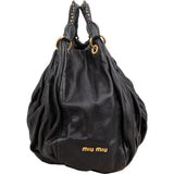 Miu Miu Nappa Leather Studded Hobo Handbag