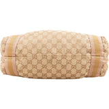 Gucci Monogram GG Canvas Metallic Web Stripe Tote Hobo Handbag