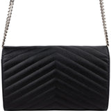 Yves Saint Laurent Grain de Poudre Quilted Leather Wallet On Chain Crossbody Bag