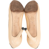 Chanel Bicolor Leather Pearl Embellished Cap Toe Pumps (37)