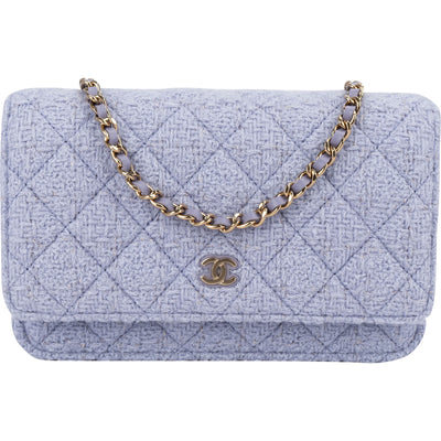 Chanel Quilted Tweed Wallet on Chain Crossbody Bag