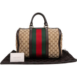 Gucci Monogram GG Canvas  Web Boston Bag Handbag