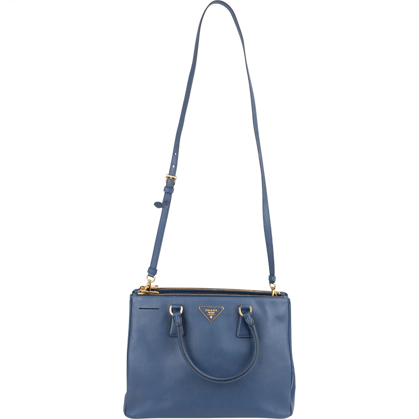 Prada Blue Saffiano Leather Galleria Handbag - vintageandkickz