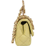 Chanel Green Quilted Lambskin Mini Square Bracelet Handle Singel Flap Crossbody Bag