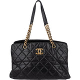 Chanel Quilted Lambskin CC Crown Tote Shoulder Bag