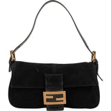 Fendi Black Suede Baguette Shoulder Bag