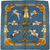 Hermès Jumping Horses Silk Carre 90 Scarf Tuch