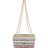 Chanel Sequin Multicolor Striped Small Single Flap Crossbody Bag