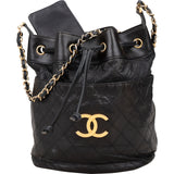 Chanel Quilted Lambskin CC Drawstring Bucket Crossbody Bag