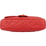 Chanel Quilted Lambskin Medium Charm Single Flap Shoulder Bag