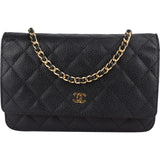 Chanel Quilted Caviar Leather Wallet On Chain Crossbody Bag