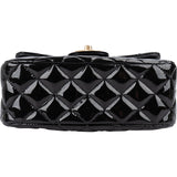 Chanel Quilted Patent Leather Mini Rectangular Single Flap Heart Chain Crossbody Bag