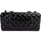 Chanel Quilted Patent Leather East West Single Flap Shoulder Bag