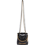 Chanel 22 Stitching Lambskin Small Drawstring Bag Handbag - vintageandkickz