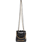 Chanel 22 Stitching Lambskin Small Drawstring Bag Handbag - vintageandkickz