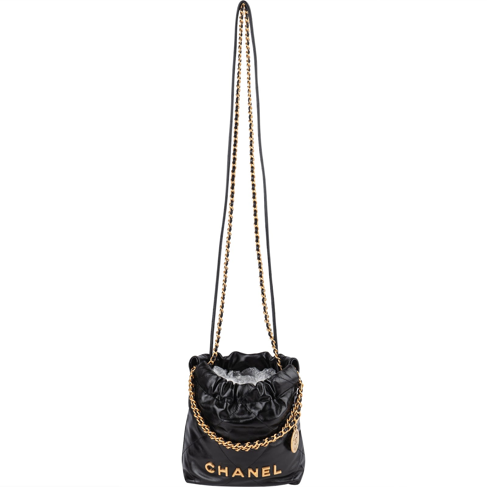 Chanel 22 Stitching Lambskin Small Drawstring Bag Handbag - vintageandkickz