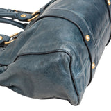 Miu Miu Blue Vitello Lux Leather Drawstring Satchel Handbag xx geruch